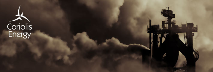 Image:  Chimneys emitting clouds of polution into the atmosphere